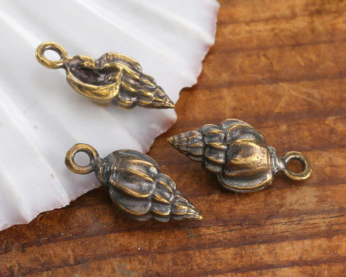 Mykonos Antique Brass (plated) Wentletrap Shell Focal 10x22mm