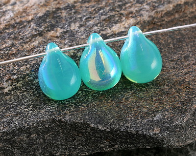 Czech Glass Green Opal AB Teardrop 10x14mm