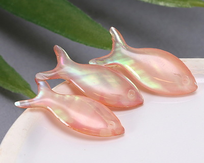 Cherry Blossom Pink Resin & Shell Fish Focal 24x10mm