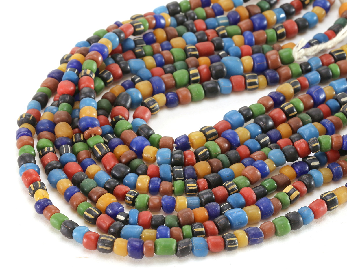 Java Glass Stripes & Solids Multi Color Mix Gooseberry Beads 2.5-6x5-6.5mm