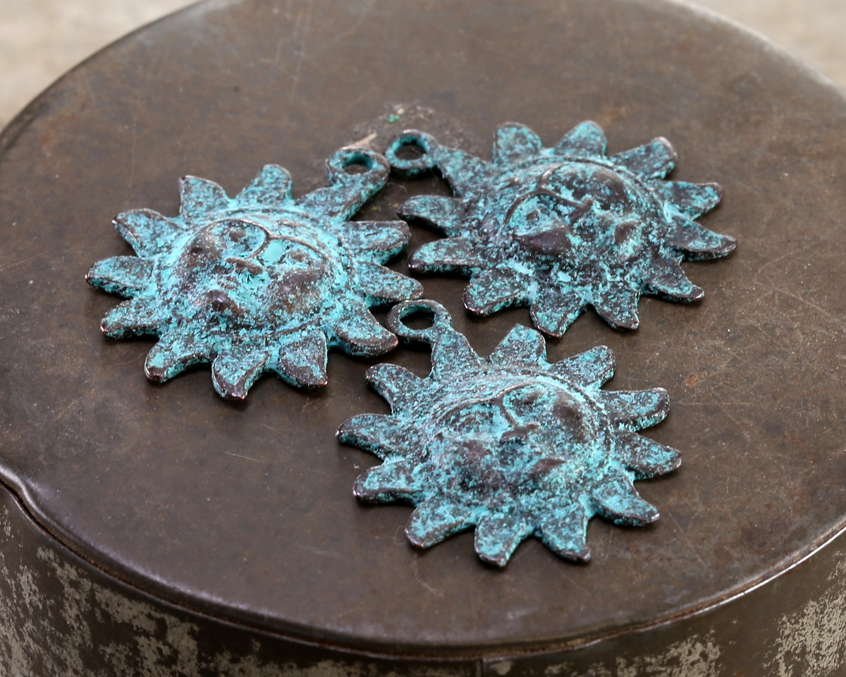 Mykonos Copper (plated) Patina Sun Face Focal 25x29mm