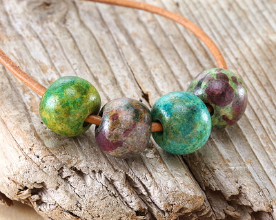 Mykonos Ceramic Foliage Watercolor Splatter Rondelle 10-11x13-14mm