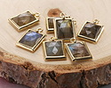 Labradorite w/ Gold Finish Faceted Rectangle Focal 10x15mm