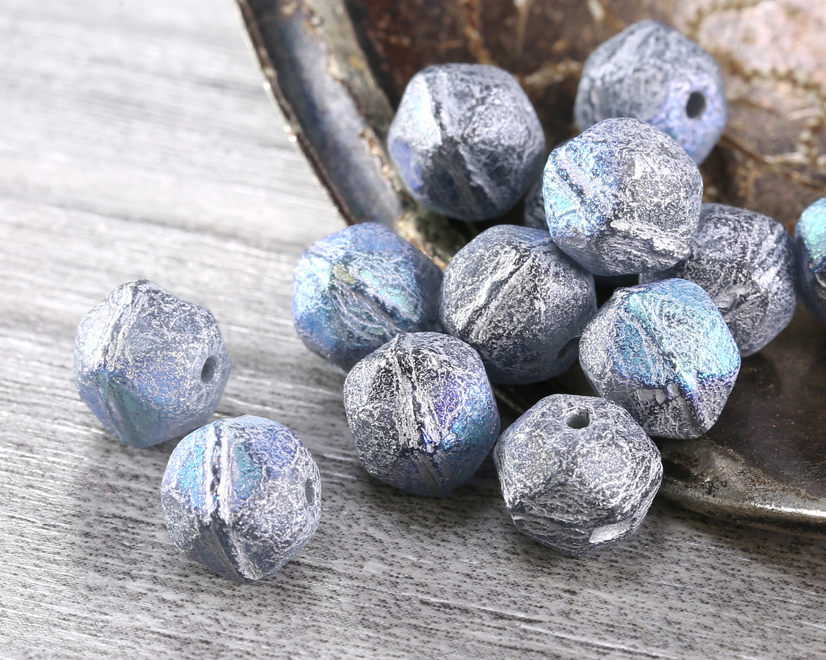 thumbnail image 2 of 25 Czech Glass Matte White AB Rosebud Beads - 7x8mm 2 of 6