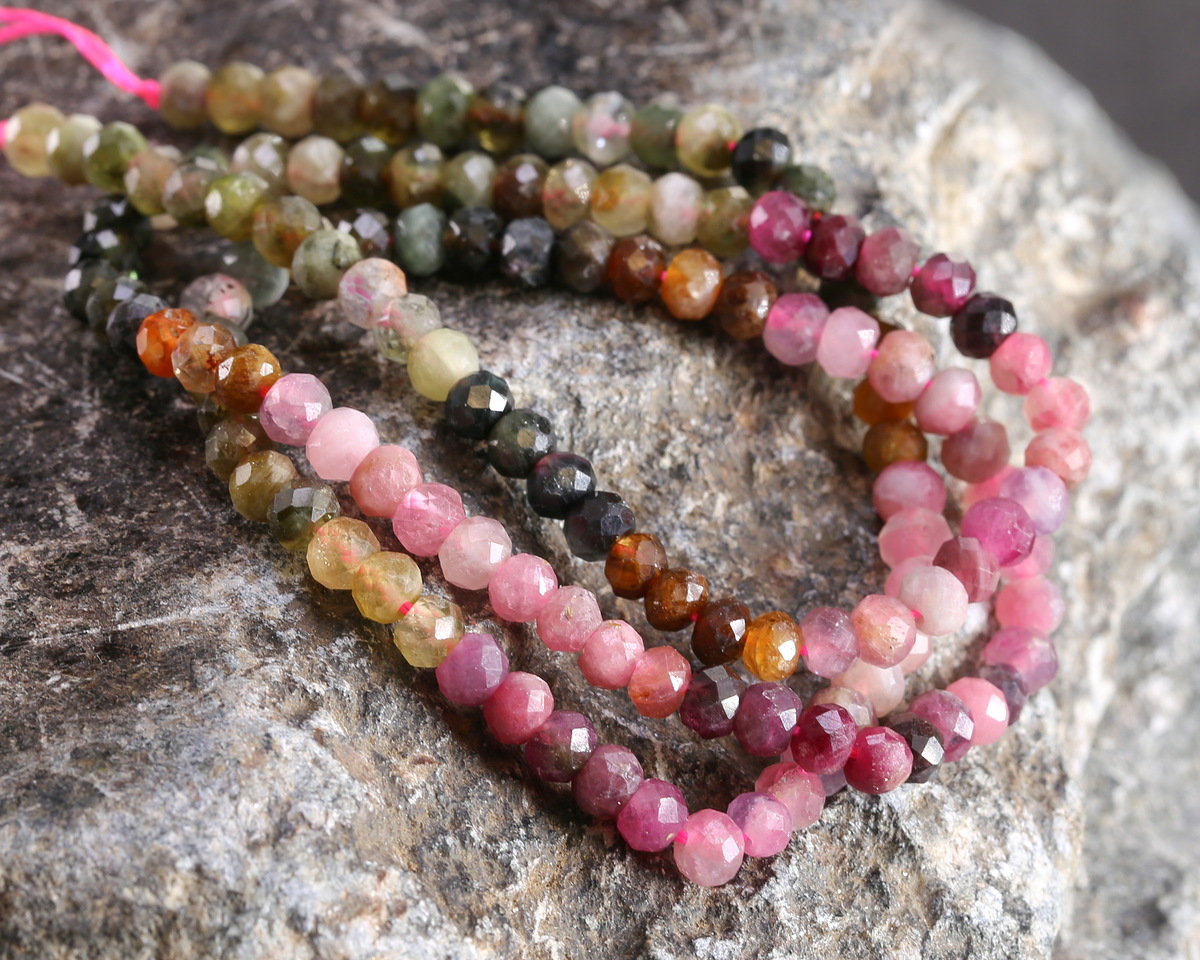 Tourmaline (Ombré) Faceted Rondelle 3x4mm