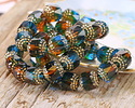 Czech Glass Seaweed w/ Gold Lantern 10mm