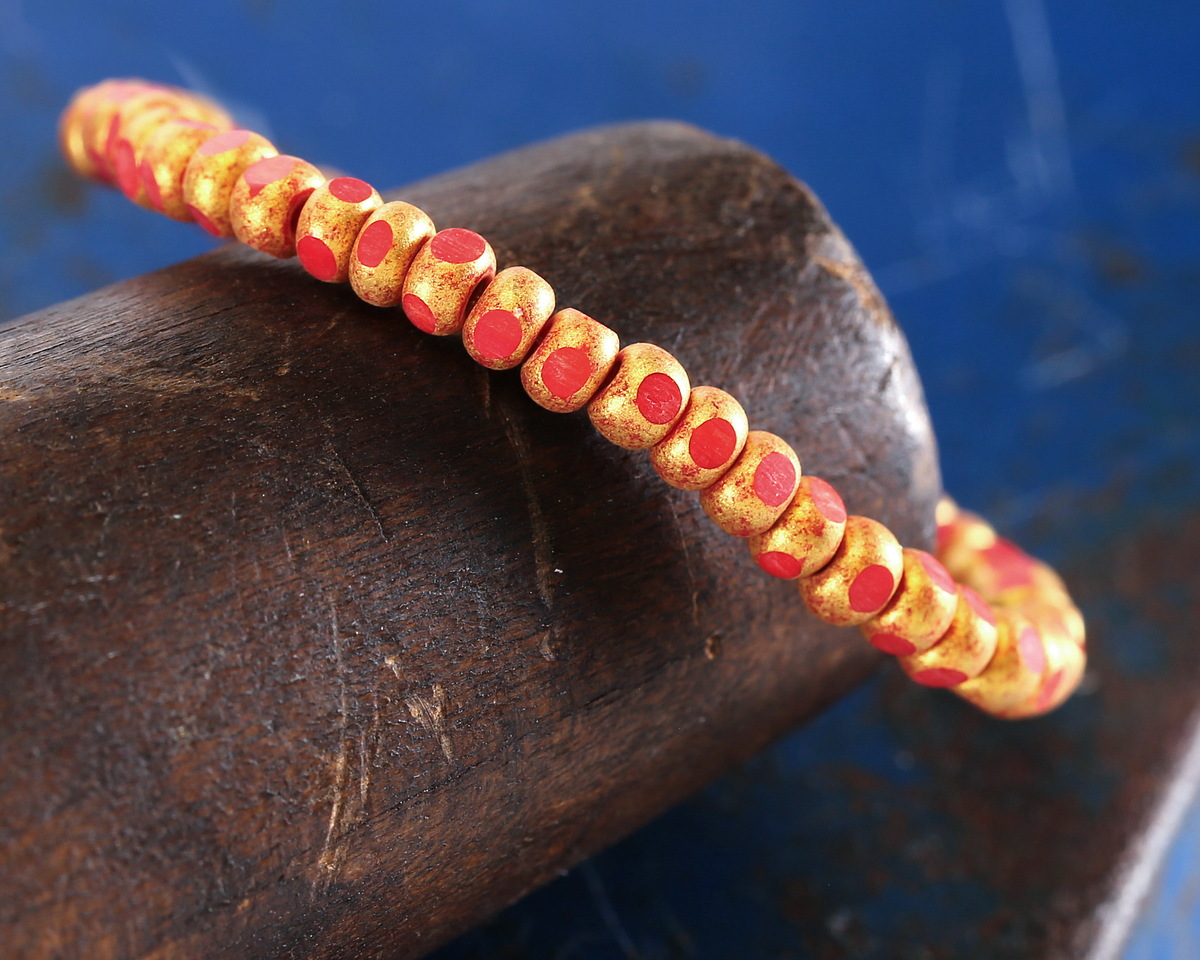 Czech Glass Matte Hyacinth w/ Antique Gold Trica Beads 3x4mm