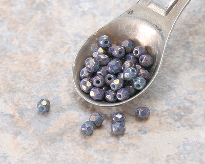 Czech Glass Sea Green w/ Gold Luster Fire Polished Round 3mm