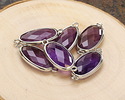 Amethyst Faceted Puff Oval Link w/ Silver Finish Bezel 12x20mm