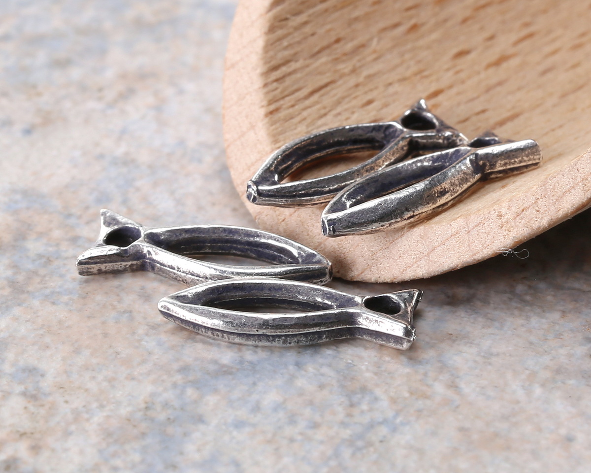 Mykonos Antique Silver (plated) Openwork Fish Focal 6x15mm