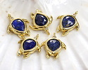 Lapis w/ Gold Finish Sea Turtle Focal 15x19mm