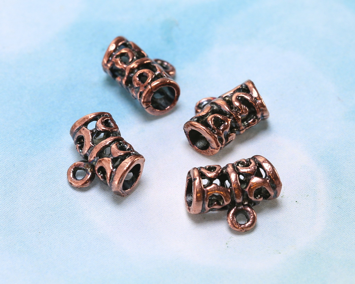 Mykonos Antique Copper (plated) Bali Style Bail Slide 11x9mm