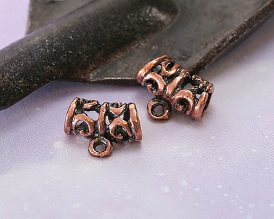 Mykonos Antique Copper (plated) Bali Style Bail Slide 11x9mm