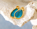 24K Gold (Plated) Transparent Turquoise Resin Drop Focal 8x15mm
