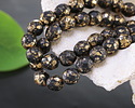 Czech Glass Matte Jet w/ Gold Flecks Fire Polished Round 8mm
