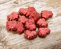 Czech Glass Metallic Red Maple Leaf 11x13mm