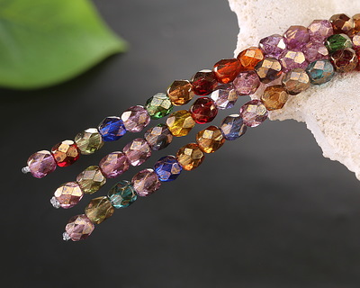 Czech Glass Bronzed Transparent Multi Color Mix Fire Polished Round 5mm