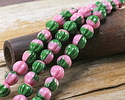 Czech Glass Pink Water Lily Melon Round 8mm