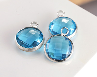Capri Crystal Round Drop in Silver Finish Bezel 12.8x16.5mm
