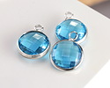 Capri Crystal Round Drop in Silver Finish Bezel 12.8x16.5mm