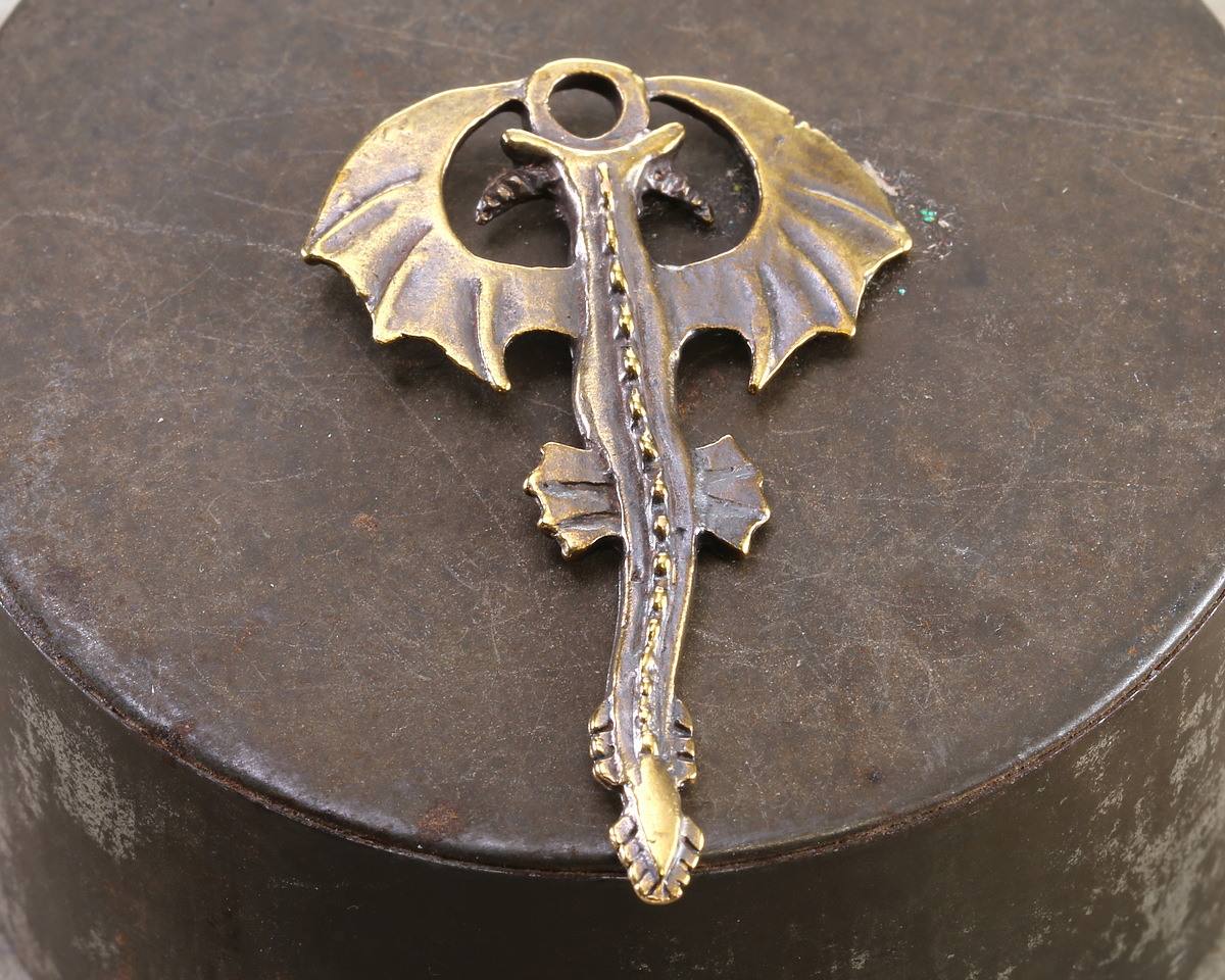 Mykonos Antique Brass (plated) Soaring Dragon Focal 35x55mm