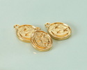 24K Gold (plated) Crescent Moon & Stars Oval Focal 12x16mm