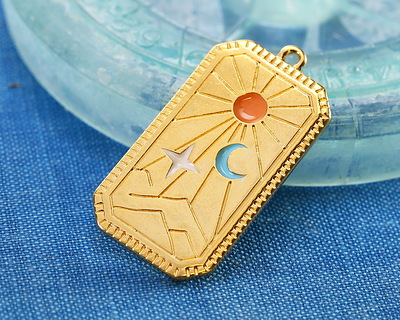 24K Gold (plated) Colorful Enamel Tarot Card Focal 18x33mm