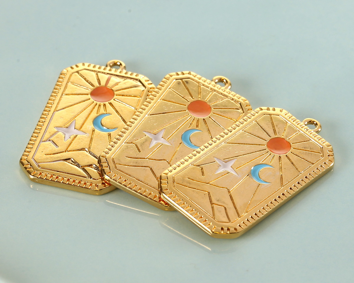 24K Gold (plated) Colorful Enamel Tarot Card Focal 18x33mm