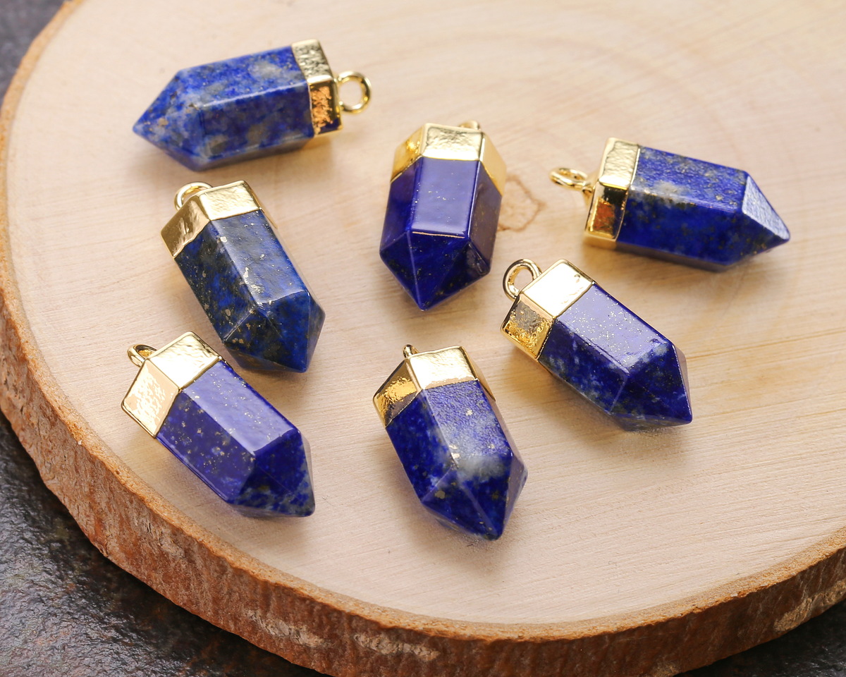Lapis (Natural) Point w/ Gold Finish 8x16mm
