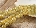 Czech Glass Ice Blue w/ Gold Luster Melon Round 8mm