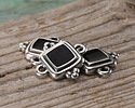 Antique Silver (plated) Jet Enamel Beaded Square Focal Link 15x14.5mm