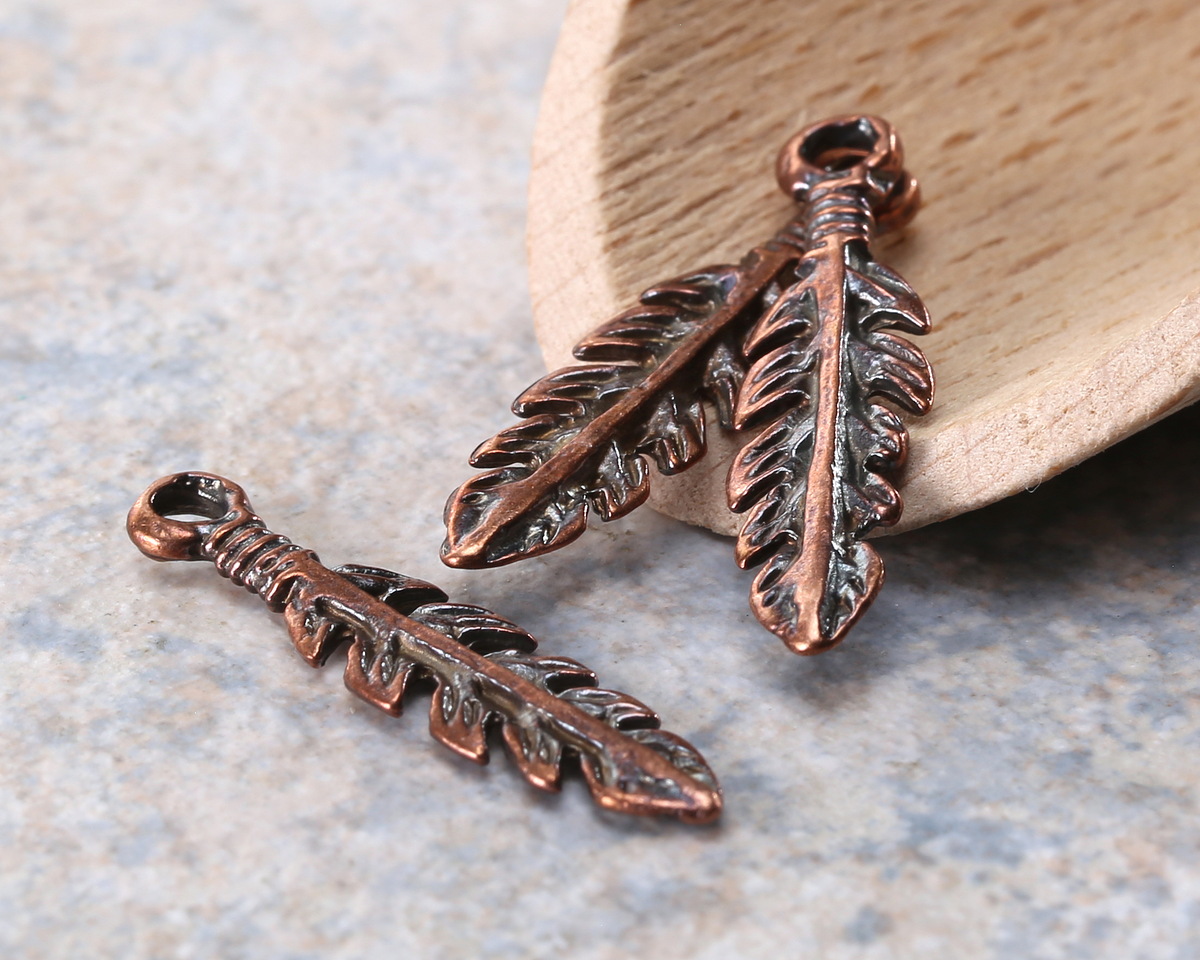 Mykonos Antique Copper (plated) Feather Focal 7x26mm