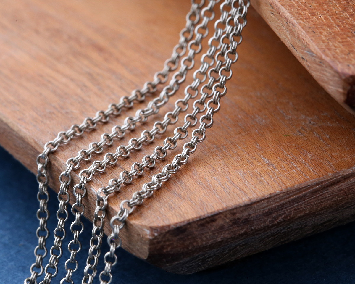 Antique Silver (plated) Tiny Double Rollo Chain, 50m Spool