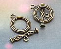 Antique Brass (plated) Carved Toggle Clasp 25x20mm, 29mm Bar