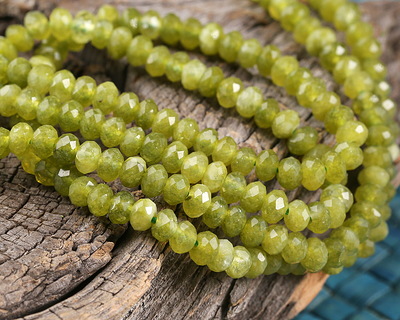 Green Quartz Faceted Rondelle 4mm