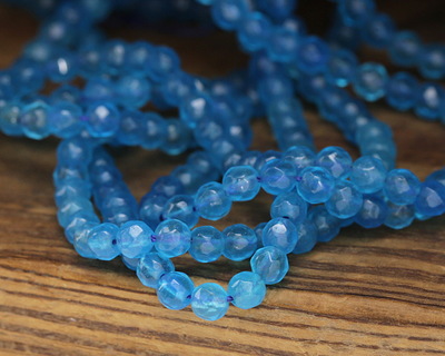 Pacific Blue Agate Faceted Round 4mm