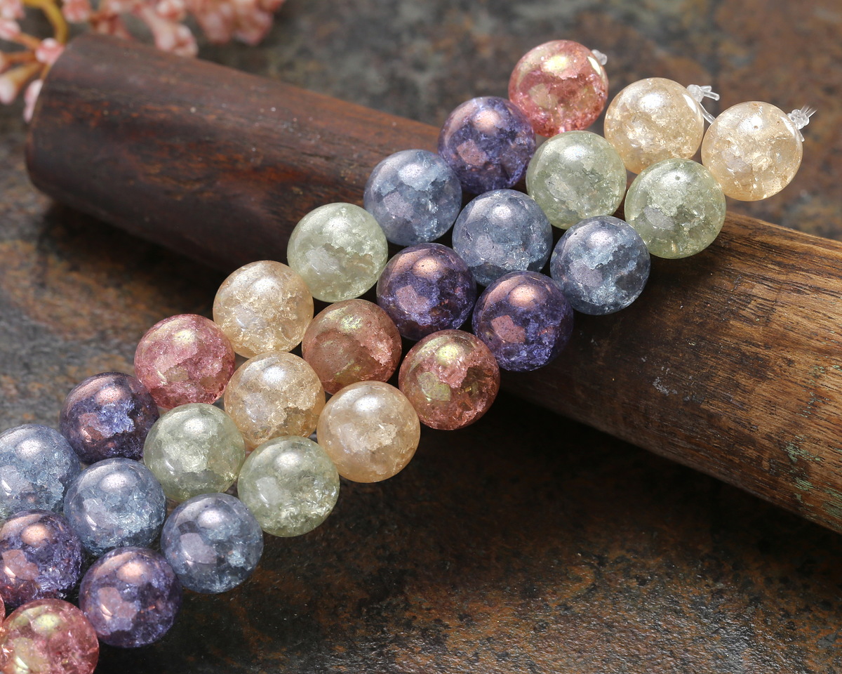 Czech Glass Luster Mix Crackle Round Druk 10mm