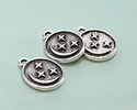 Antique Silver (plated) Crescent Moon & Stars Oval Focal 12x16mm