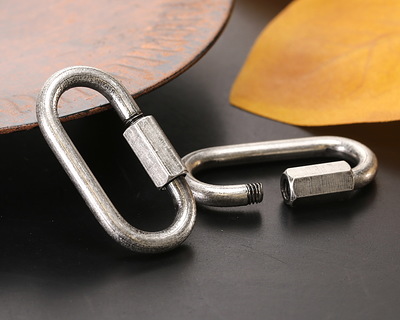 Burnished Silver (plated) X-Large Screw Lock Carabiner Clasp 17.5x34mm