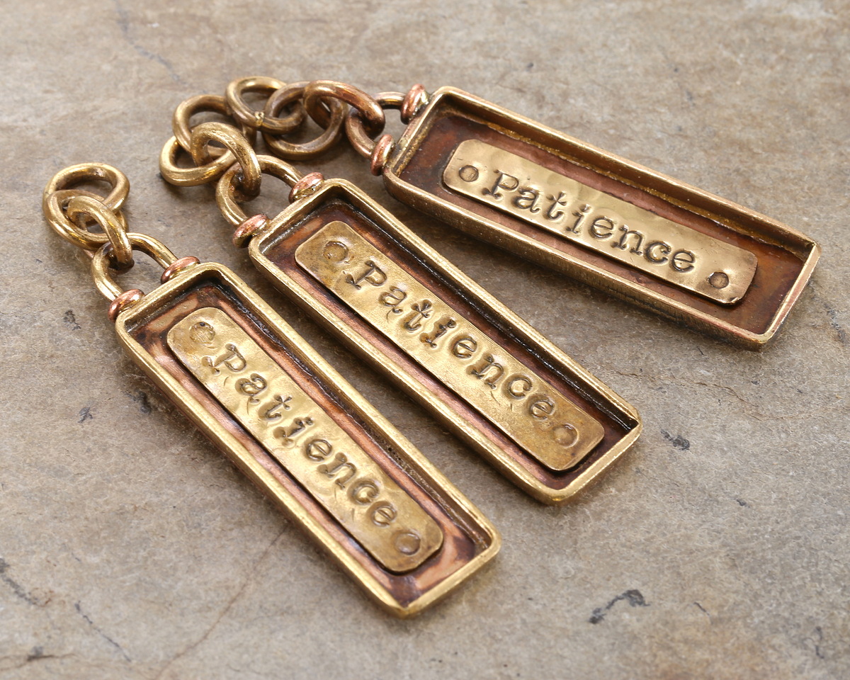 Patricia Healey Antiqued Copper & Brass "Patience" Pendant 13x61mm
