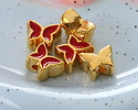 24K Gold (plated) Red Enamel Butterfly Bead 7x9mm
