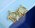 Prehnite w/ Gold Finish Sea Turtle Focal 15x19mm