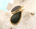 24K Gold (Plated) Transparent Jet Resin Drop Focal 13x23mm