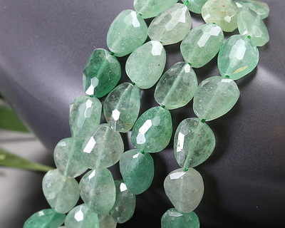 Green Strawberry Quartz Microfaceted Puff Pear 13x16mm