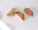 24K Gold (plated) Enameled Watermelon Focal 8x18mm