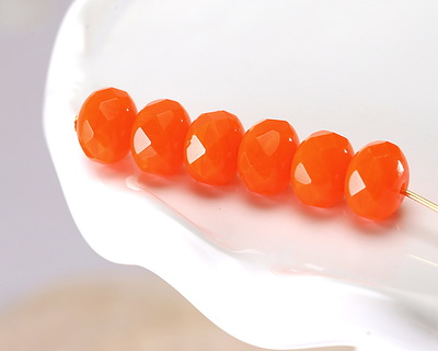 Czech Glass Tangerine Opaline Fire Polished Rondelle 6x9mm