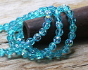 Czech Glass Teal AB Faceted Melon Round 6mm
