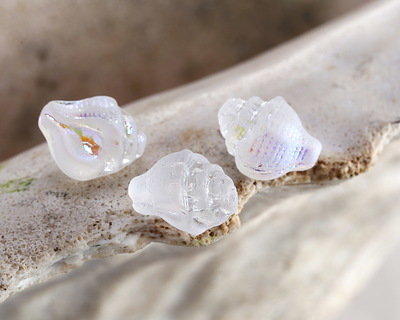 Czech Glass Matte Crystal AB Murex Shell 15x12mm