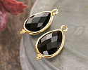 Black Obsidian w/ Gold Finish Faceted Teardrop Focal 12x21mm