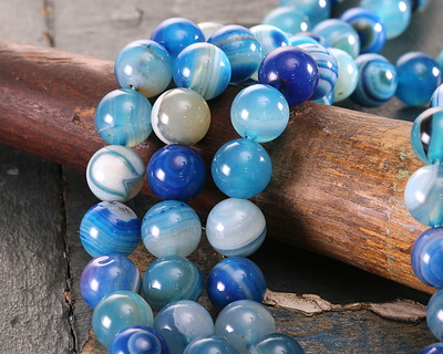 Aqua Blue Line Agate Round 10mm